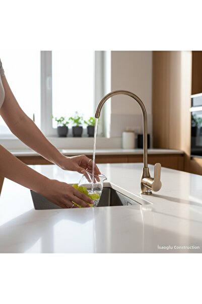 İSAOĞLU YAPI Antique Tumbled Gold Polished Faucet Brass Material Single Polis...