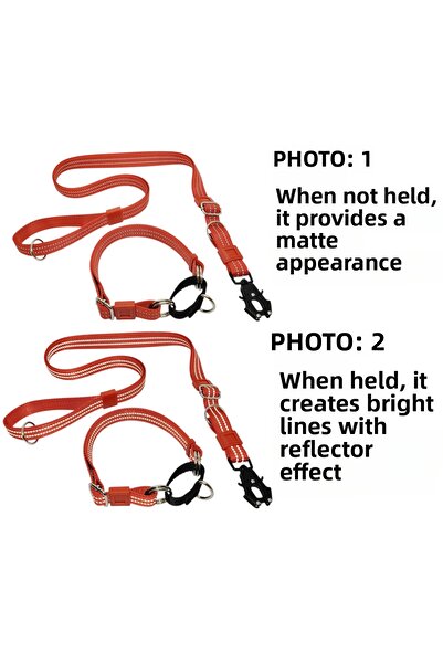 VSLT HANDMADE Handmade-Reflective Dog Martingale Training Collar & Leash Set.Short and Long Adjustable Strap