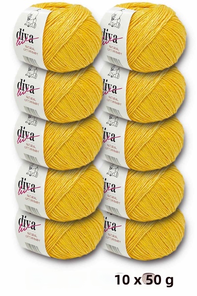 Diva İplik Premium Amigurumi Ipi Punch (Panç) Bebe Soft Cotton 500 Gr (Pack of 10) - Yellow