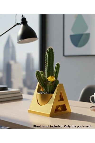 EGATOPTAN Gold Letter a Shaped Mini Decorative Flower Pot, Initial Name Custo...