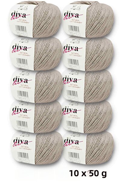 Diva İplik Premium Amigurumi Ipi Punch (Panç) Baby Soft Cotton 500 Gr (Pack of 10) - Beige