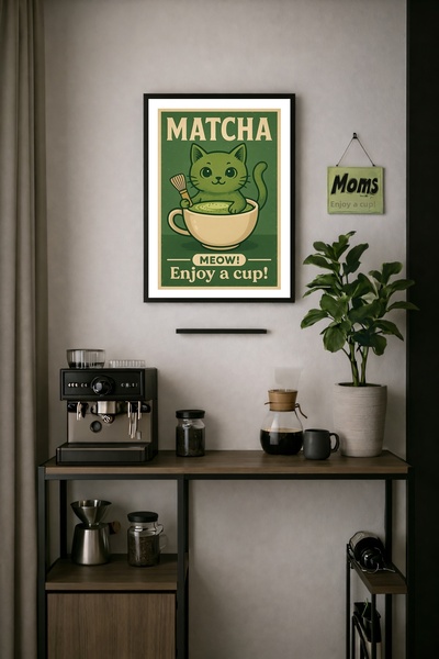 Koi Art Design Μοντέρνος γωνιακός πίνακας καφέ με μαύρο πλαίσιο, μονοκόμματος...