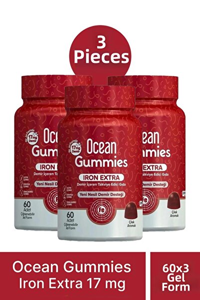 Ocean Humanlife Gummies Iron Extra 17 Mg 60 Chewable Gel 3 Pieces
