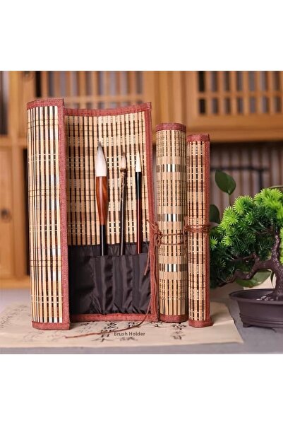 Sanathobi Wicker Roll Brush Pen Holder, Brush Organizer, Bamboo Pen Holder, Brush Organizer, Brush Holder, 30X26Cm