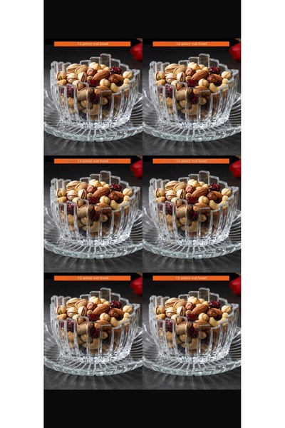 DİBA AVM 12 Pieces Luxury Glass Chocolate-Pudding-Presentation Set for 6 People, with Gift and Dowery