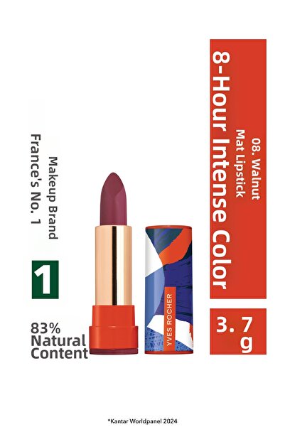 Yves Rocher أحمر شفاه غير لامع ملون فعال لمدة 8 ساعات-08كرز-3.8 جرام-84657