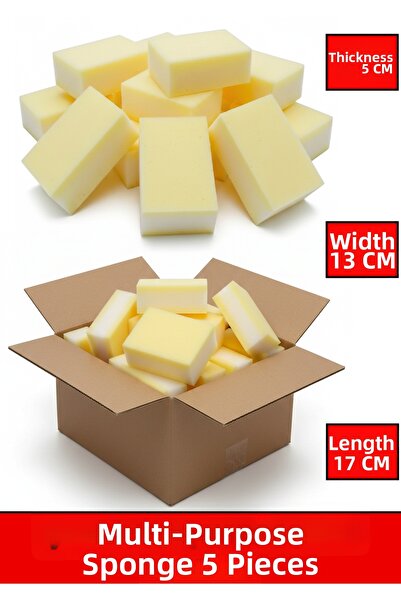 Pc Premium Center Multi-Purpose Sponge - 5 Pieces - Cleaning Sponge - Suitable for Car Washing Sponge Use