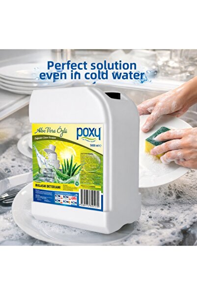 Poxy Detergent lichid pentru vase 5000 ml concentrat este foarte eficient la spălare manuală în apă rece.