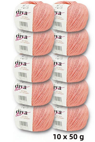 Diva İplik Premium Amigurumi Ipi Punch (Panç) Baby Soft Cotton 500 Gr (Pack of 10) - Salmon