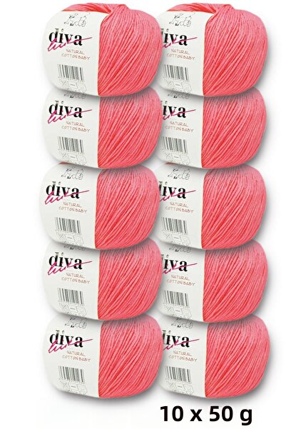 Diva İplik Premium Amigurumi Ipi Punch (Panç) Bebe Soft Cotton 500 Gr (Pack of 10) - Pomegranate Flower