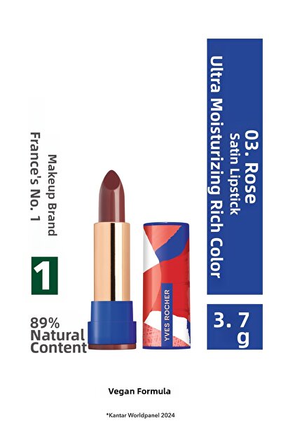 Yves Rocher Ultra Moisturizing Satin Lipstick-03 - Intense Color, Rose Wood-3...