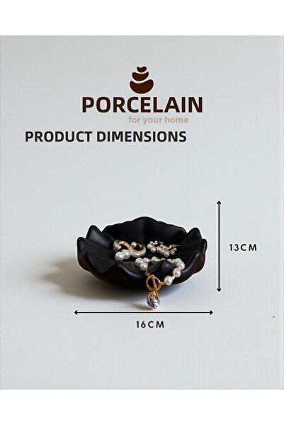 Porselian Decorative Oyster Shell Shaped Jewelry Plate and Presentation Bowl 16X13 cm Aesthetic Object