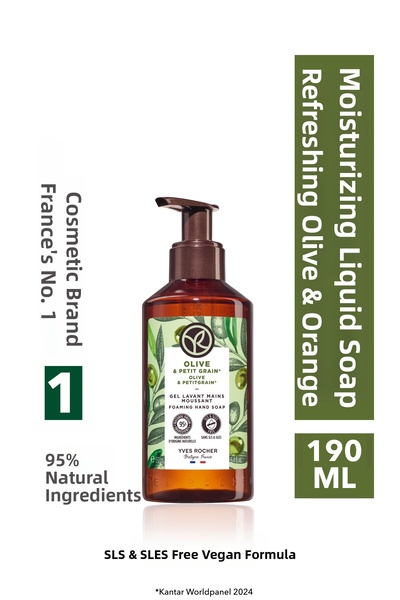 Yves Rocher صابون سائل - برتقال زيتوني منعش - خالي من SLS، SLES، نباتي - 190 مل