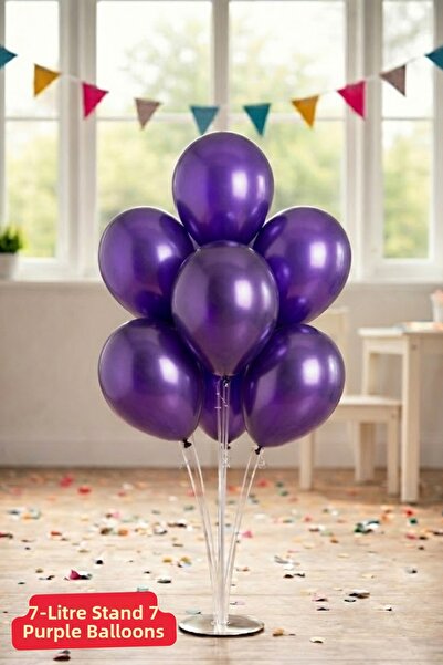 Baloncu Nene Suport pentru baloane 70 cm 7 bucăți 7 bucăți baloane mov strălu...