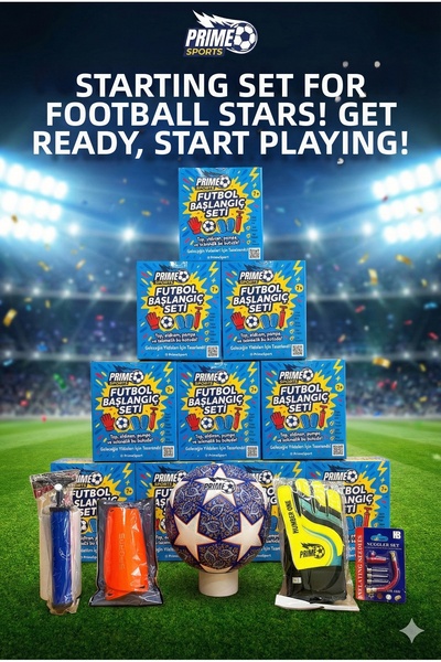 PRIME SPORTS طقم تدريب كرة قدم مكون من 4 قطع (كرة + قفاز + واقي ساق + مضخة)