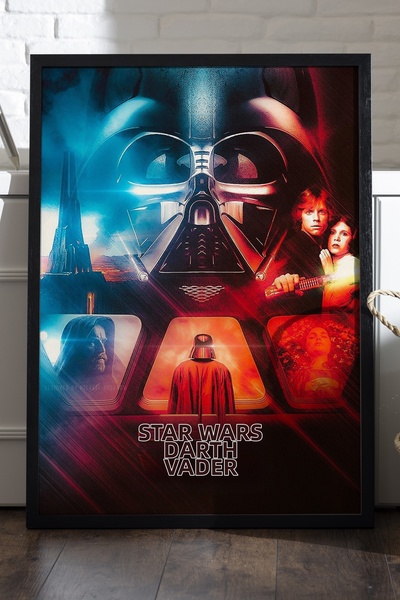 Duvarda Poster Star Wars cu ramă din lemn negru, pictură murală cu tematică d...