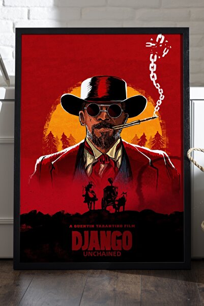 Duvarda Αφίσα Django Unchained με μαύρο ξύλινο πλαίσιο, Πίνακας τοίχου της τη...