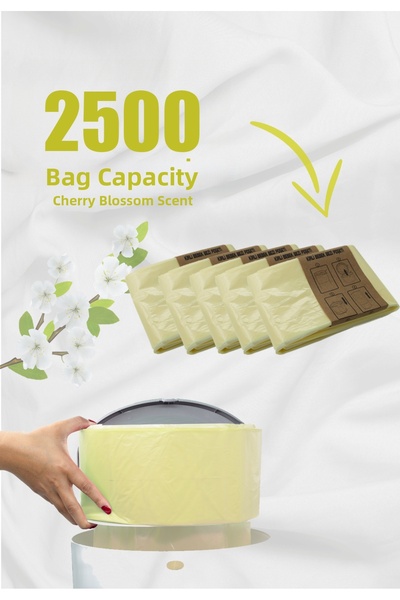 Korbell 5 Pack Domestic Garbage Bags with a Capacity of 2500 Baby Diapers, Compatible with 16 Lt Garbage Cans