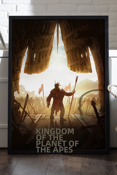 Duvarda Постер с черна дървена рамка „Побегът от маймуните“, филмова картина ...