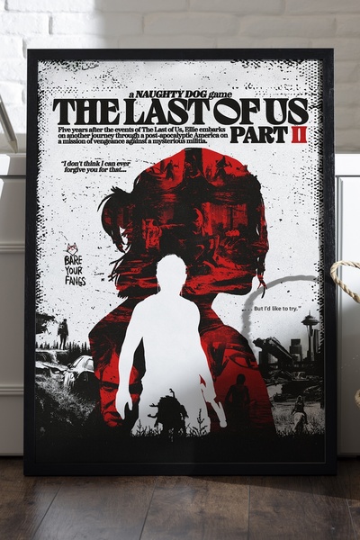 Duvarda Poster cu ramă din lemn negru The Last of Us Part II, pictură decorat...