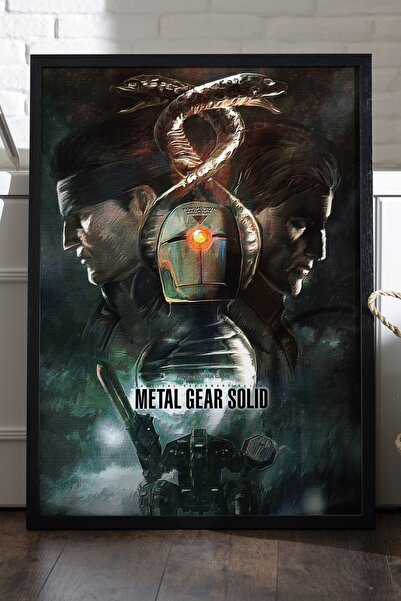 Duvarda Αφίσα Metal Gear Solid με μαύρο ξύλινο πλαίσιο, διακοσμητικός πίνακας...