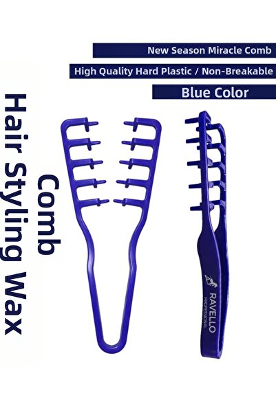 RAVELLO مشط ميراكيولوس – مشط شمعي لتصفيف الشعر بأسنان واسعة غير قابل للكسر، الأول. بلاستيك أزرق عالي الجودة