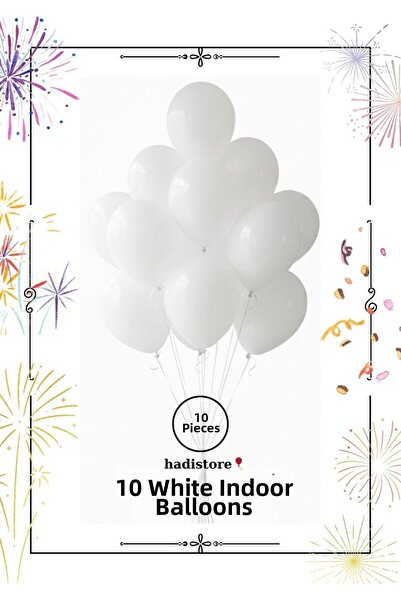 hadistore White 10 Pieces 11-12” Indoor Party Balloons – Harmless to Health, ...