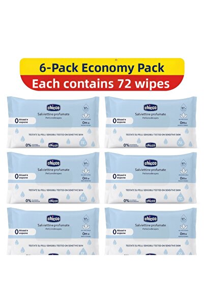 Chicco Perfumed Wet Wipes 97% Natural Source, Alcohol & Soap Free, Lotus Flow...