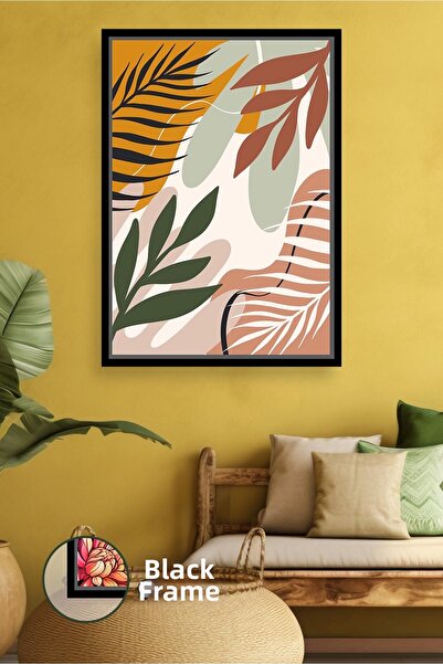 KOSS Dijital Εικόνα σε καμβά με αφηρημένο σχέδιο με φύλλα σε στυλ Boho με μον...