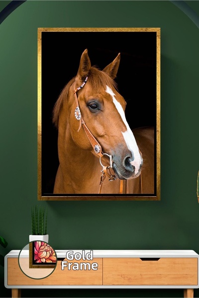 KOSS Dijital Portret de cal brun pur, decor natural și elegant pentru perete ...