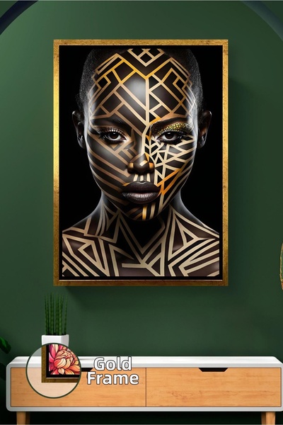 KOSS Dijital Pictură pe pânză cu model auriu pentru femei, decorare de perete...