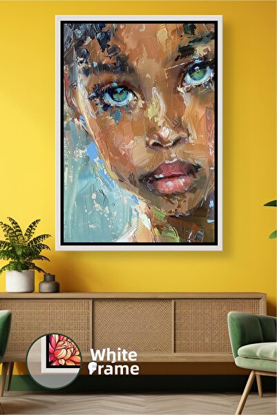 KOSS Dijital Pictură pe pânză înrămată, cu portret de femeie cu ochi albaștri...