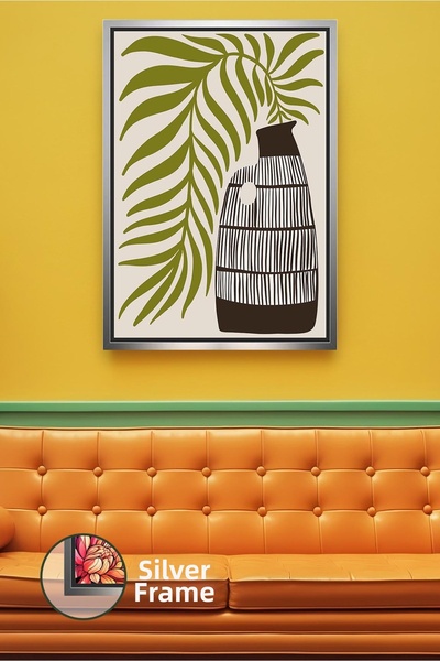 KOSS Dijital Vază boemă cu model de frunze, decor de perete în stil boho, pic...