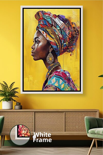 KOSS Dijital Πορτρέτο αφρικανής γυναίκας με μοτίβο με μαντήλι στο πλάι Πορτρέ...