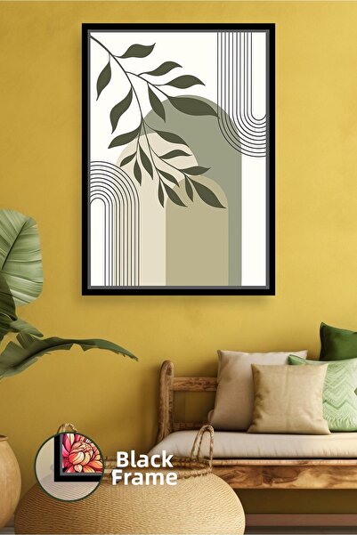 KOSS Dijital Decor de perete modern cu model de frunze în tonuri de crem și v...