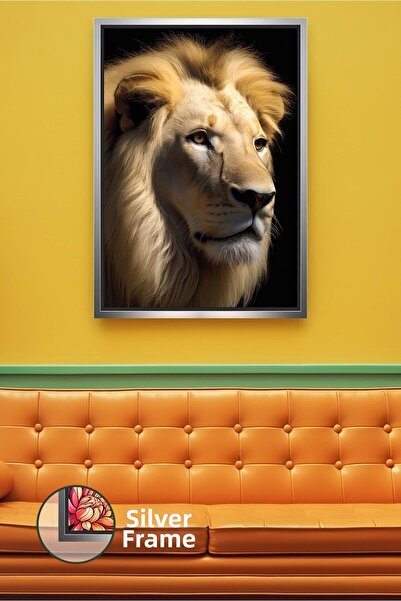 KOSS Dijital Portret de leu alb Ornament de perete modern cu tematică animală...