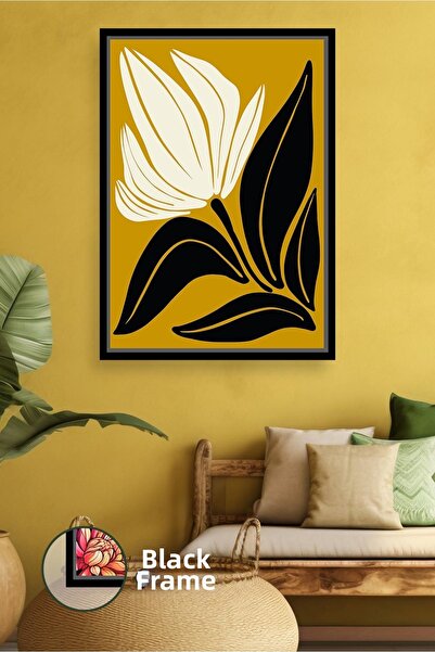 KOSS Dijital Decor modern de perete cu model de flori pe fundal galben, desig...