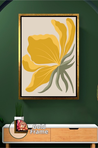 KOSS Dijital Decor de perete boem cu model de flori galbene, stil boho abstra...