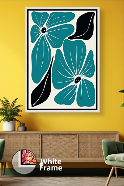 KOSS Dijital Model de flori turcoaz Decor de perete în stil boem Decor modern...