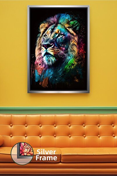 KOSS Dijital Figurină colorată de leu cu efect de vopsea, tematică animală, d...