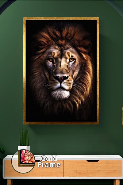 KOSS Dijital Pictură de perete cu leu pentru bărbați, în tonuri întunecate, c...