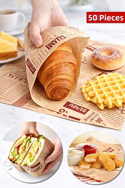 ARVALE 50 قطعة من الورق الزيتي ذو النمط العتيق المختلط |   ورق ساندويتش مقاوم...