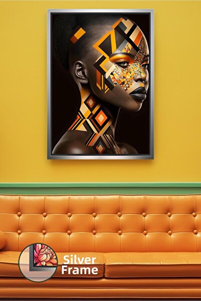 KOSS Dijital Геометричен профил на женски портрет Елегантна декорация за стен...