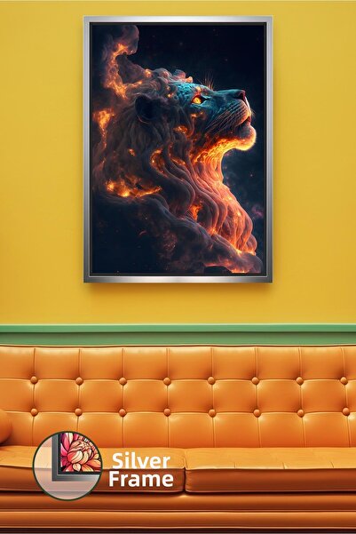 KOSS Dijital Figurină de leu cu efect de flacără și fum, decor modern de pere...