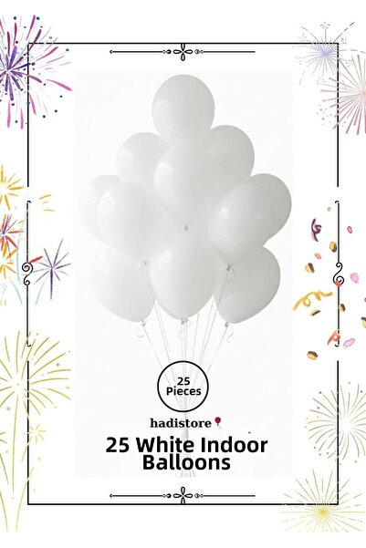 hadistore White 25 Pieces 11-12” Indoor Party Balloons – Harmless to Health, ...