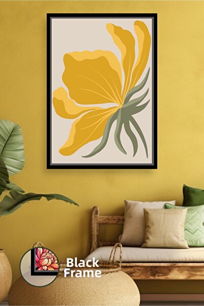 KOSS Dijital Decor de perete boem cu model de flori galbene, stil boho abstra...