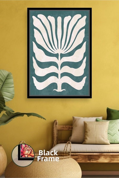 KOSS Dijital Pictură boemă cu flori pe fundal verde, în culori naturale, în s...