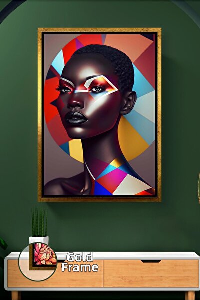 KOSS Dijital Portret de femeie africană cu model geometric, produs de decorar...