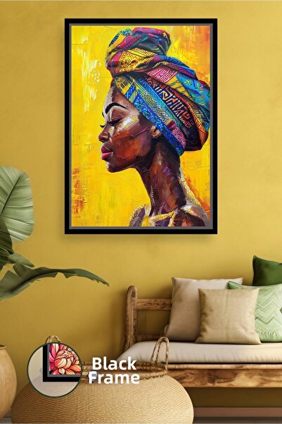 KOSS Dijital Portret lateral de femeie africană cu un eșarfă colorată, decora...