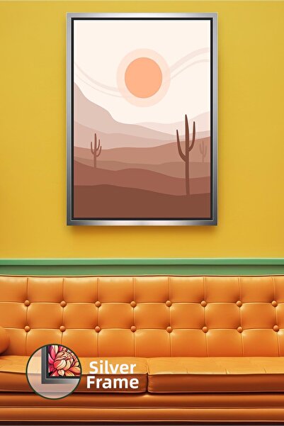 KOSS Dijital Десертен пейзаж Стена изкуство Кактус и слънце-тема Бохемиски ин...